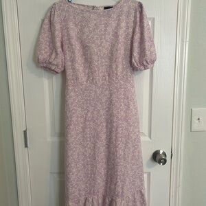 Who What Wear Linen blend Pink Floral Midi Dress